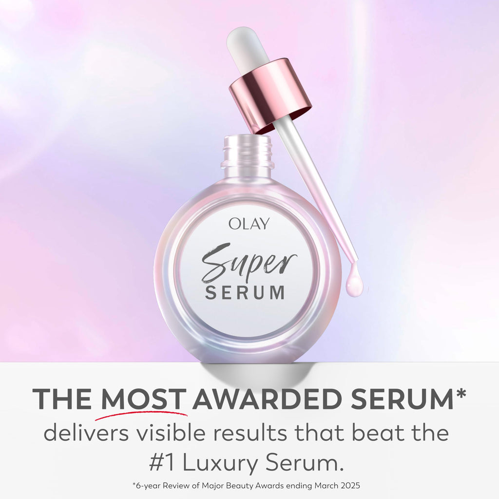 Olay Super Serum - Glow Serum for Face - Activated Niacinamide, Vitamin C & E, Collagen Peptide, AHA - 5-in-1 Benefits - Brightens, Hydrates, Smooths, Firms, Evens Tone, Proactive Anti-Aging, 1.7 Oz
