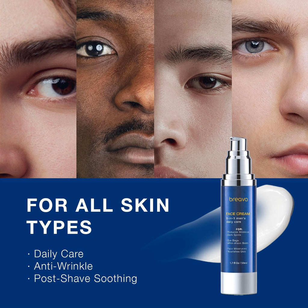 6 in 1 Face Cream for Men: 6 in 1 Mens Face Moisturizer, Mens Face Cream Anti Aging - Eye Bags Treatment & Wrinkle Cream for Men 1.7 oz