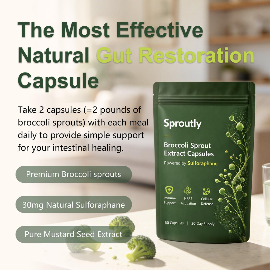Keravive Hair Sproutly Broccoli Sprout Extract Capsules | with Glucoraphanin & Myrosinase, Sulforaphane Precursor Support with Mustard Seed Extract & Vitamin C | Vegan Non-GMO | 60 Capsules
