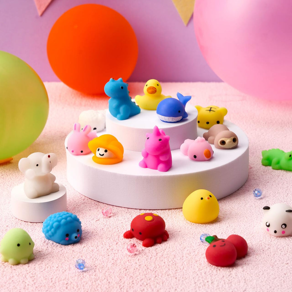 JOYIN Mochi Squishy Toy Set, 100 Pack Mini Squishy Mochi, Party Favors for Kids, Kawaii Stress Relief Toys, Basket Stuffers, Goodie Bags Fillers, Birthday Gifts, Classroom Prizes, Halloween