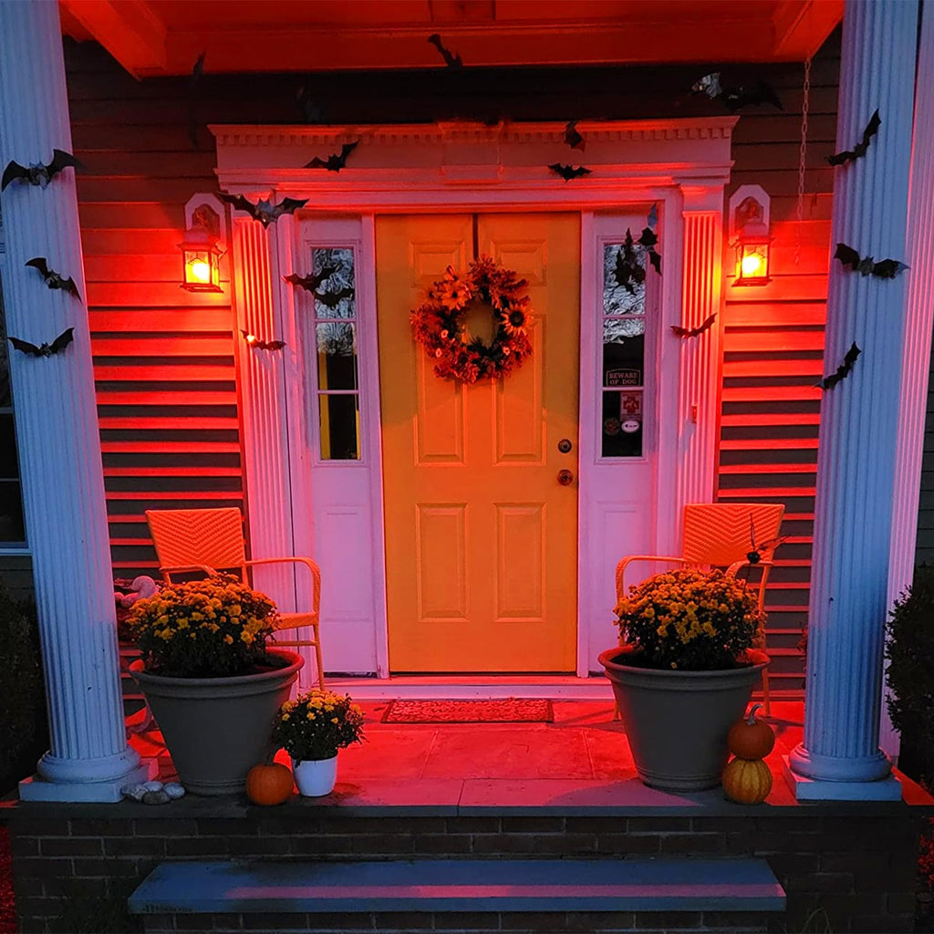 Meconard 24 Pack S14 Purple and Orange Light Bulbs for Halloween Decoration