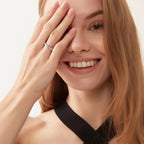 TIGRADE 3mm Women Titanium Engagement Ring Cubic Zirconia Eternity Wedding Band Size 3-13.5, Silver, Size 7.5