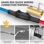 20PCS 6-10AWG 6 8 10 Gauge Wire Connector Nut Kit, 80Amp Screw Quick Wiring Connection Terminal, Splicing Quick Wire Connectors, Circuit Wire Butt Bras Connector with Heat Shrink Tube Wrench