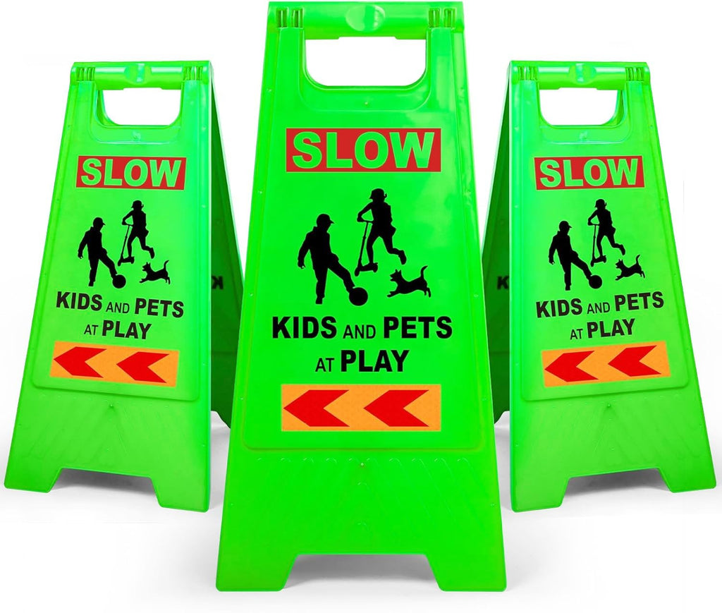 XPCARE 3 Pack 24 IN Slow Down Kids at Play Sign for Street Neighborhoods