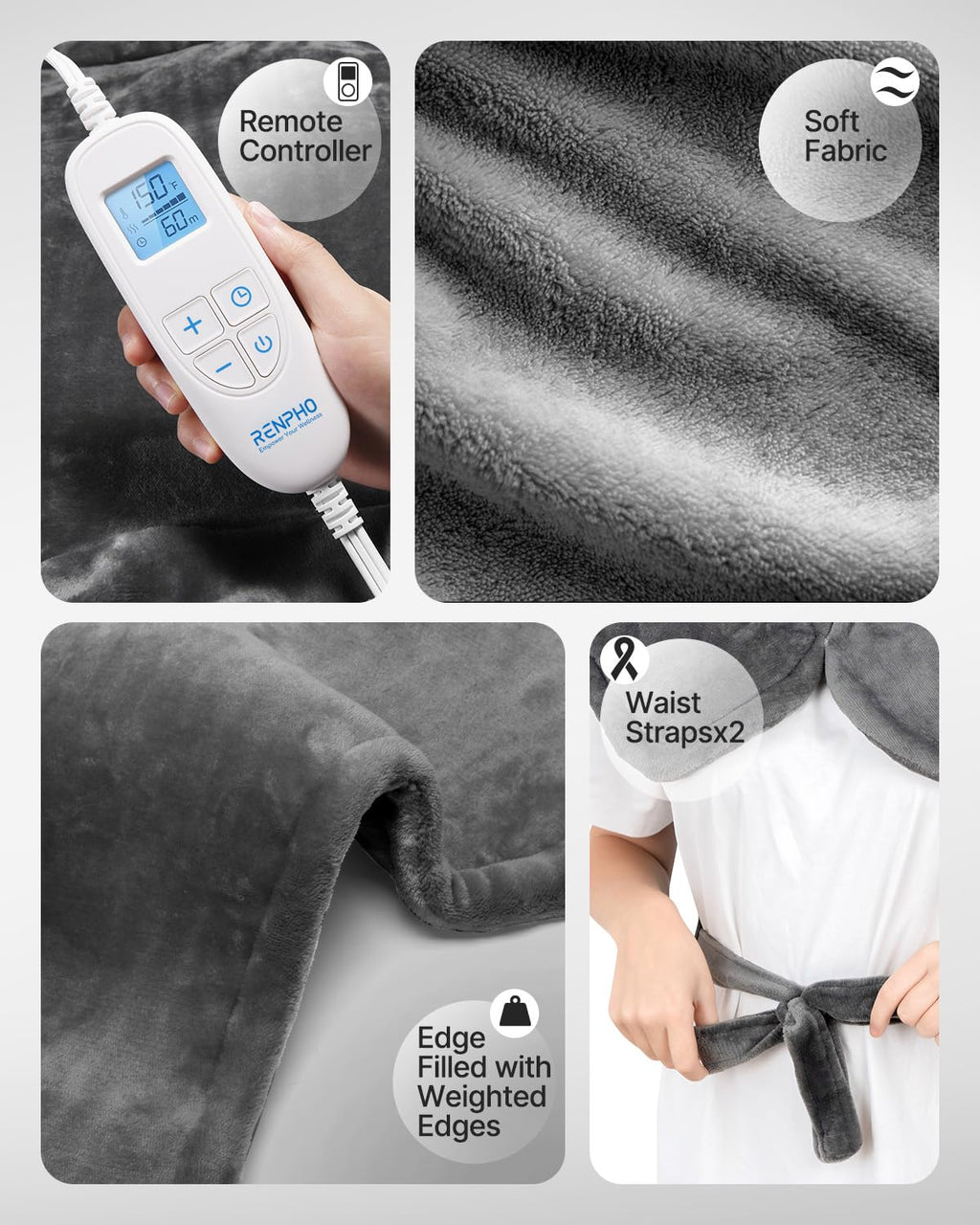 RENPHO Mothers Day Gifts, Electric Heating Pad - 6 Heat Levels for Neck, Shoulder, and Back, Weighted Pad for Snug Fit - Machine Washable, ETL Safety Certified for Cold Nights and Winter, FSA Eligible