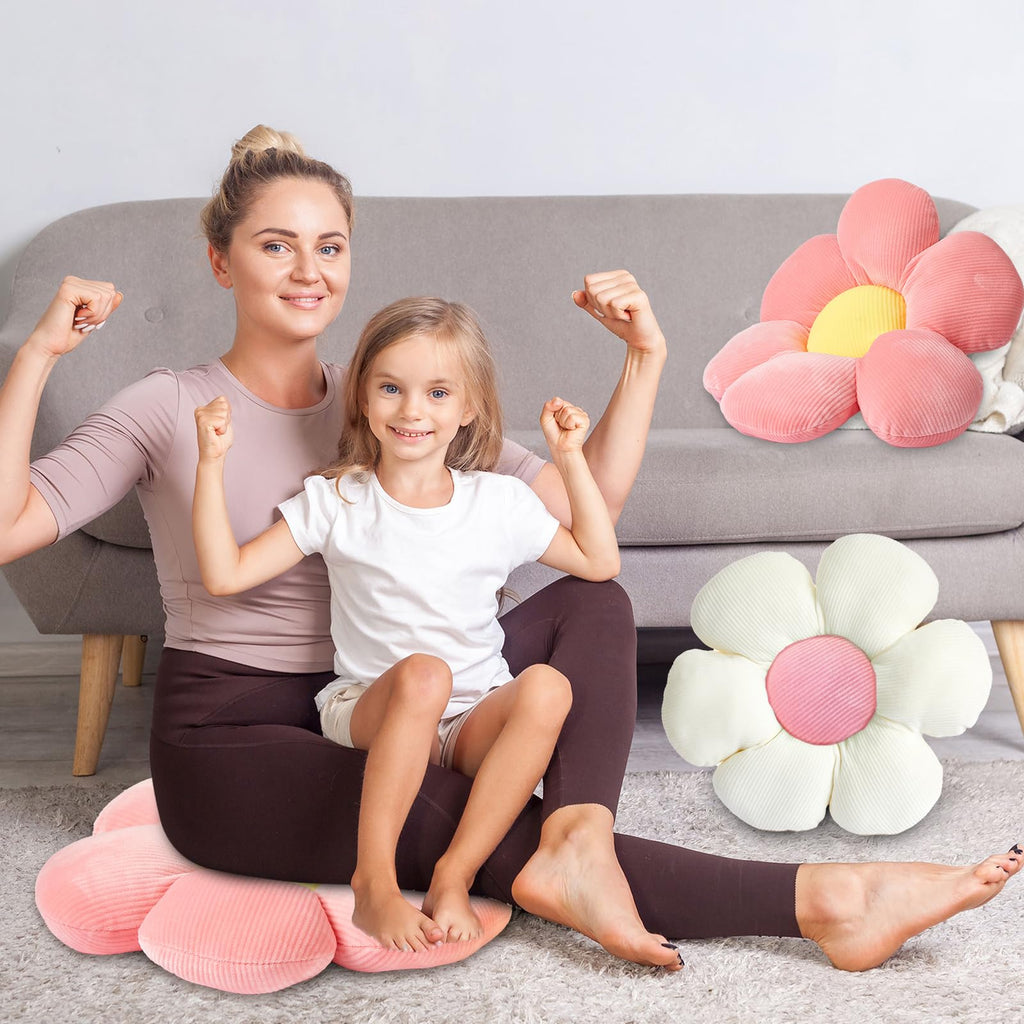 Reginary 4 Pcs Flower Floor Pillow Cushion Kid, Daisy, Fresh, 15.75''