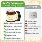 Beef Tallow for Skin 4oz | Tallow And Manuka Honey Balm | Unscented Tallow Face Moisturizer | Beef Tallow for Face | Organic Grass Fed Beef Tallow Balm | Whipped Beef Tallow Lotion Face Cream