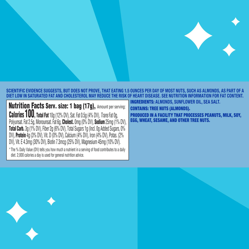 Blue Diamond Almonds Low Sodium Lightly Salted Snack Nuts, 100 Calorie Packs, 0.6 Ounce (Pack of 32)