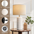 Seealle 23" Modern Ceramic Table Lamps Set of 2 - Table Lamps for Living Room, Farmhouse Bedside Night Stands Lamp for Bedroom, White Nightstand Lamps Set of 2, Desk Lamp for End Table Home Decor