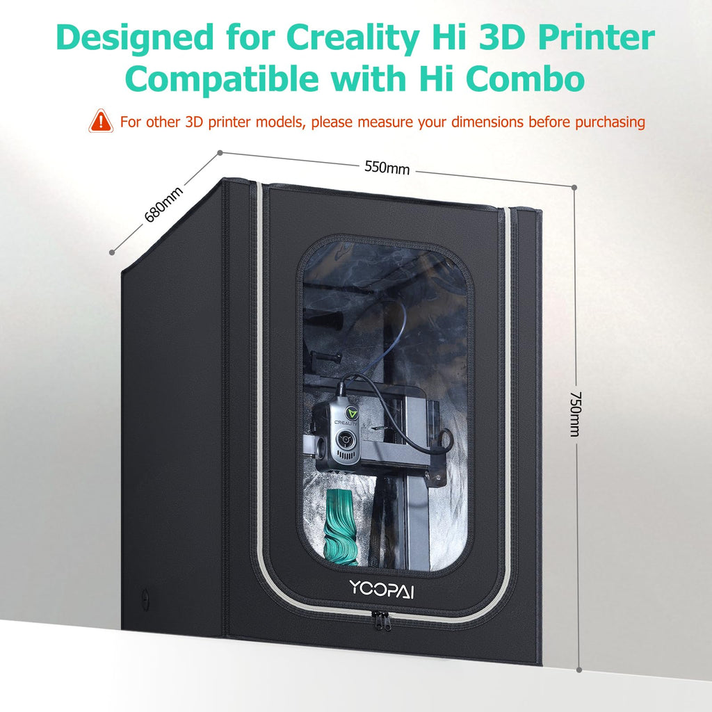 YOOPAI 3D Printer Enclosure with LED Light, Designed for Creality Hi & Hi Combo 3D Printer, Premium Dustproof Tent Constant Temperature Protective Cover