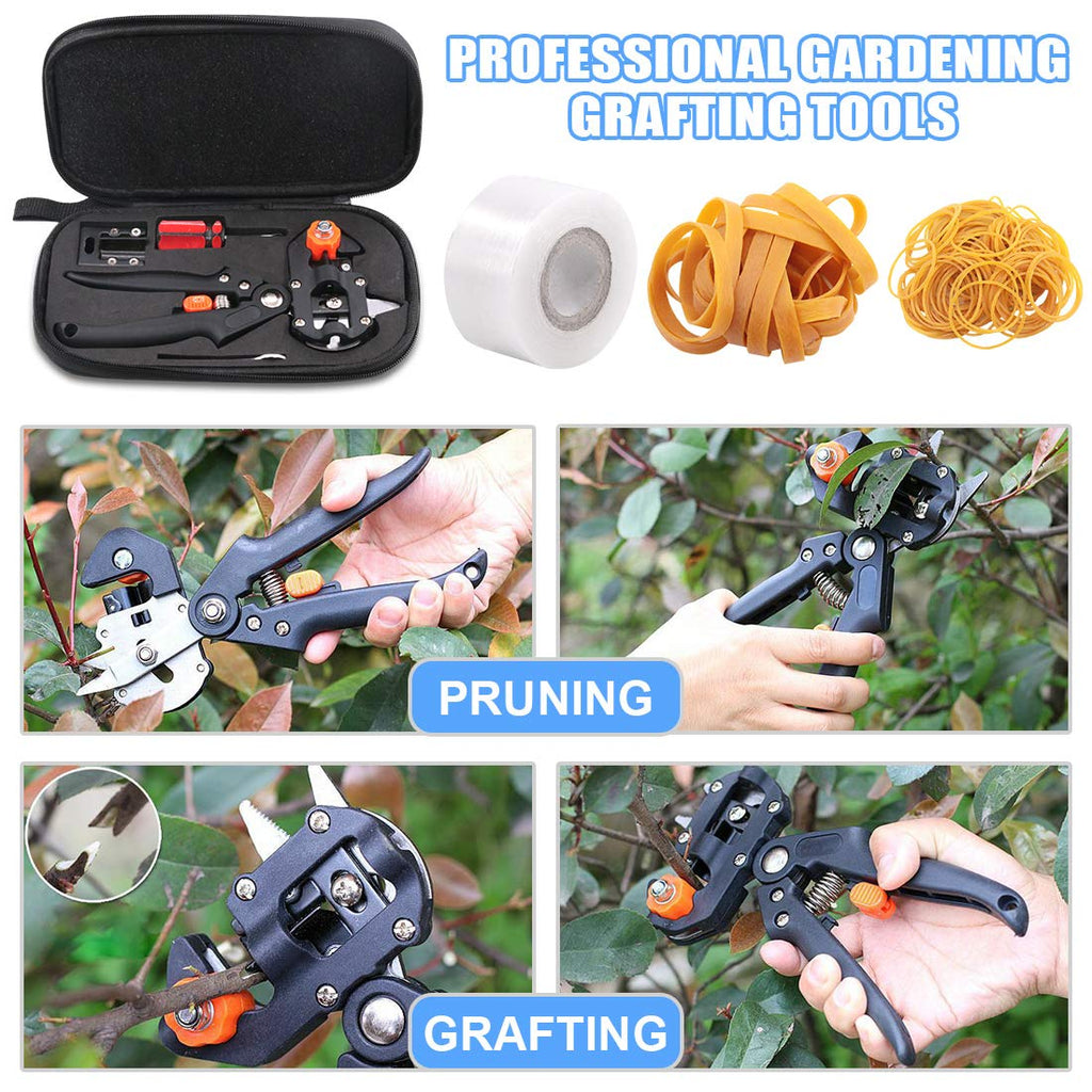 Glarks Professional Garden Fruit Tree Plant Pruning Shears Grafting Cutting Tool Kit with Grafting Tape Rubber Bands