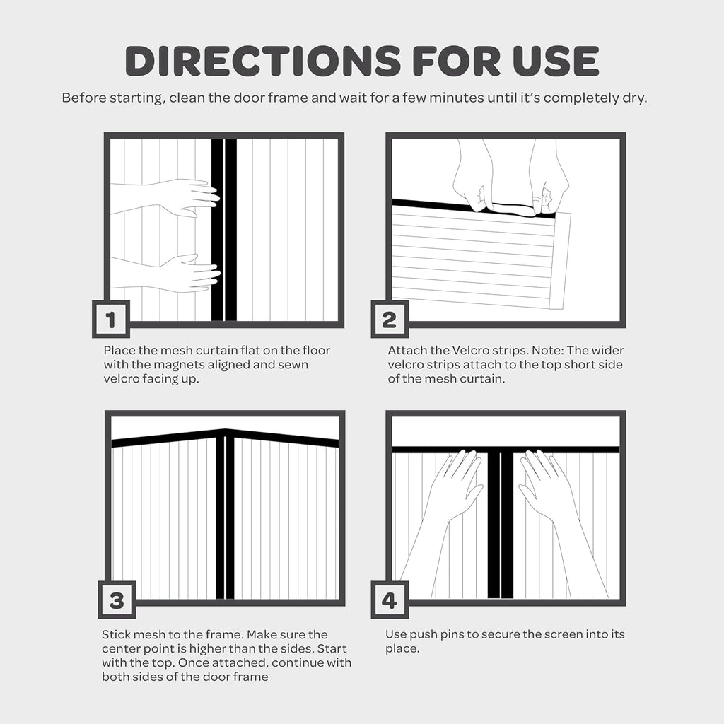 Hands-Free Magnetic Screen Door, Heavy Duty, Self Sealing Screen Door Mesh Protector, Pet and Kid-Friendly, Stay-Open Buckle, Keeps Bugs Out While Letting Nature in, Fits Door Size (32" x 82")