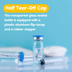 otwooi 3ml Vial for Injection Empty Glass Small Vials with Self Healing Injection Port and Flip Off Aluminum Cap for Water, Liquid Sample Bottles (50pcs)