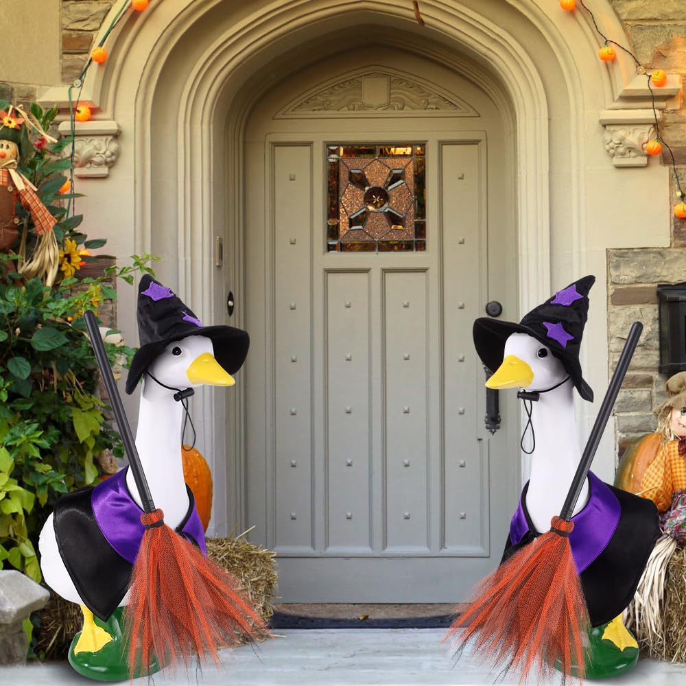 Halloween Goose Outfit Witch Porch Goose Clothes for Outdoor Lawn Decor