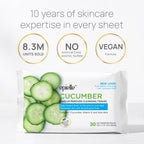 Epielle Cucumber Makeup Remover Wipes, Gentle Daily Facial Cleanser Towelettes, Remove Dirt, Oil & Waterproof Mascara, Stocking Stuffers, 30 Count (Pack of 6)
