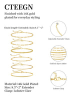 CTEEGN Anklets for Women, 14K Gold Plated 6 Pcs Layered Dainty Anklet Set
