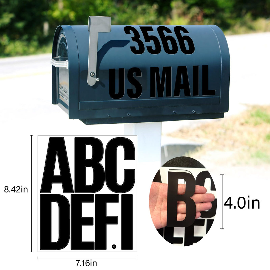 Llewyn 300 Pcs 40 Sheets Letter Stickers,Self Adhesive Waterproof 4 Inch Mailbox Numbers Vinyl Stickers,Alphabet Decals for Water Bottle,Window,Door,Classroom,Car,Laptop,Scrapbook (Black, 4 Inch)