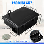 Qualirey Rat Stations Large Rodent with Key Reusable Mouse Stations Mice Blocks Heavy Duty Boxes for Outdoor Rodents Mice Blocks, Black(9.8 x 7.5 x 3.9 Inches,Classic,4 Pack)