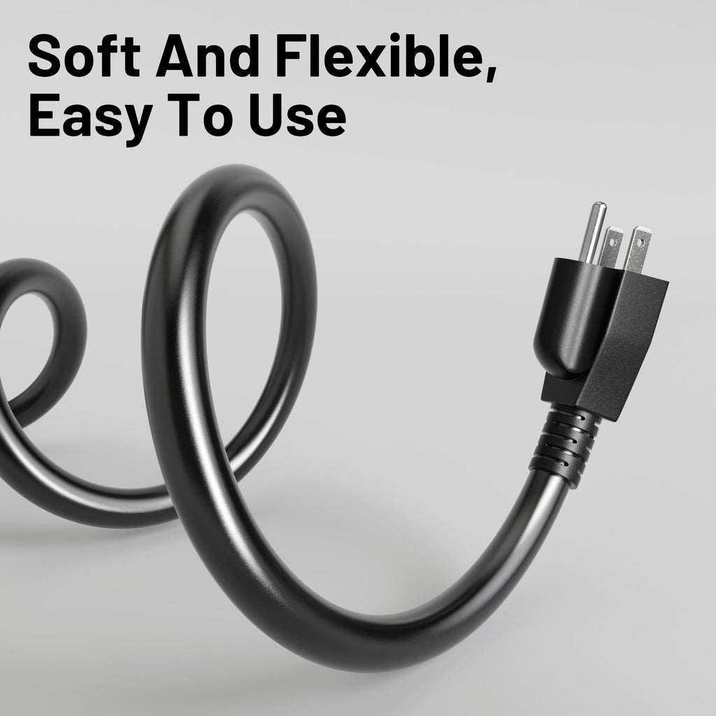 15 Ft 2Pack 13A 1625W 16AWG Black Indoor Outdoor Extension Cord Waterproof, Extension Cord with 3 Prong Grounded Plug, Flexible Weatherproof Power Cable, SJTW