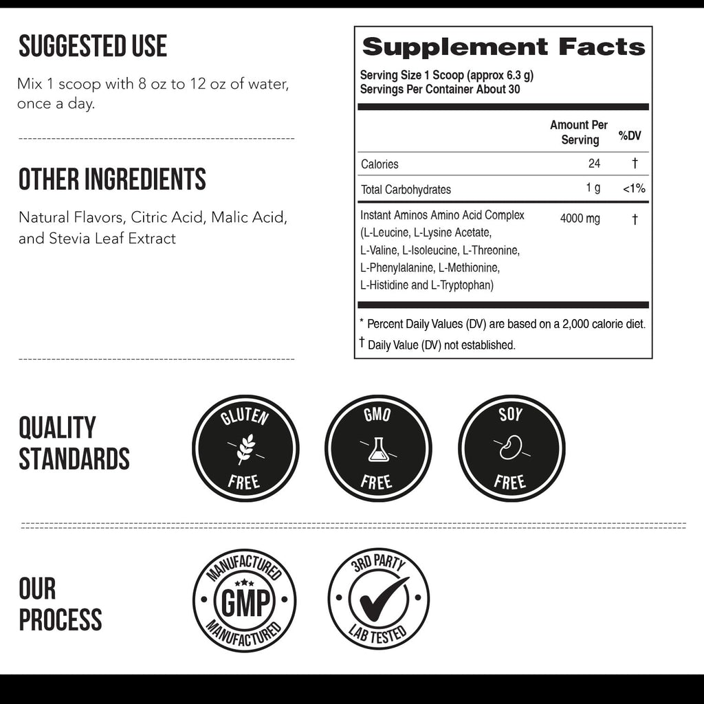 Instant Aminos - EAA+BCAA - 10 Essential Amino Acids Supplement - Rapid Absorption, Zero Digestion - Supports Lean Muscle, Recovery & Aging - 321% DIAAS Protein Score - Wild Berry (30 Servings)