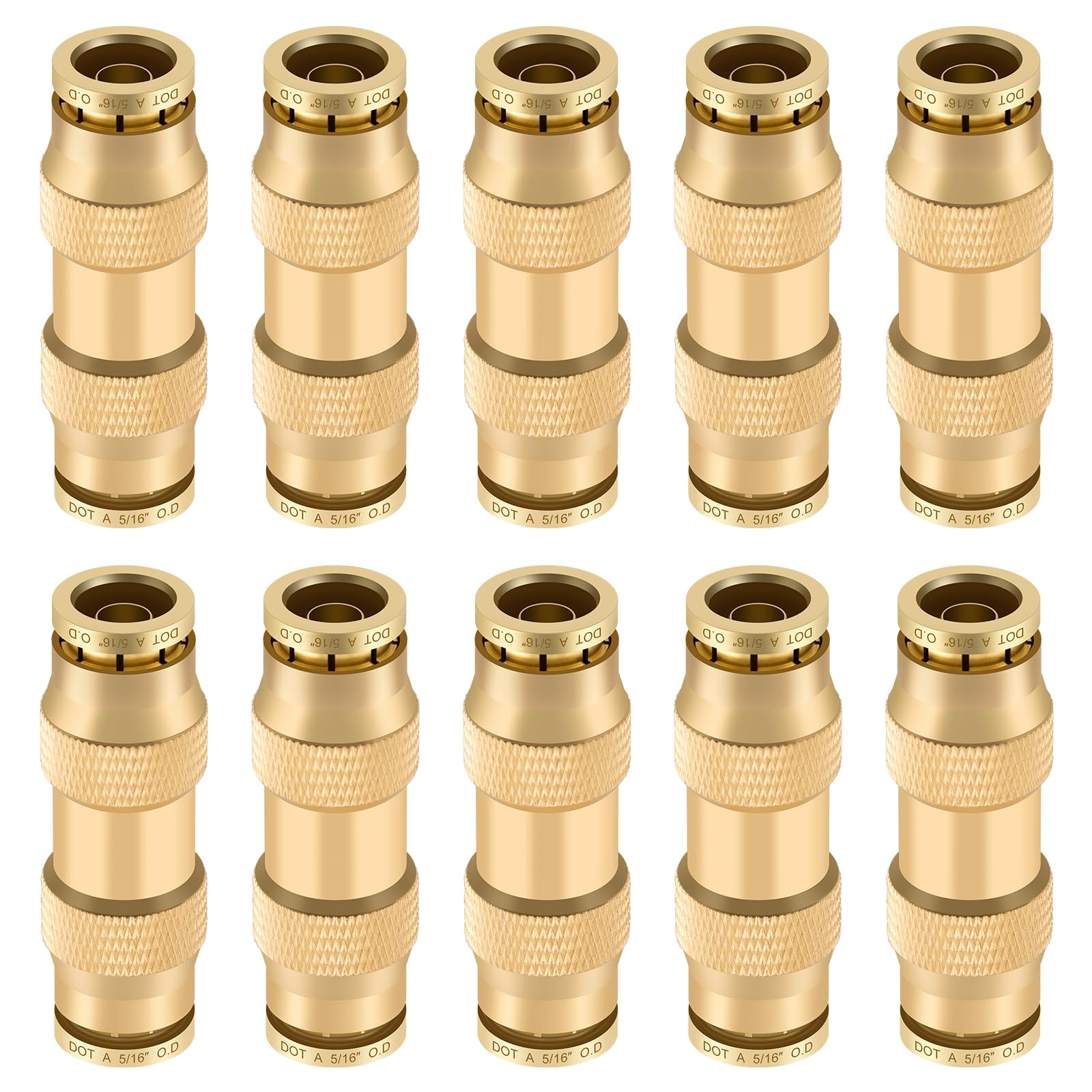 Boeray 5/16" Straight Brass Union, DOT Approved Air Line Connector 10PCS