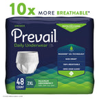 Prevail Daily Protective Underwear - Unisex Adult Incontinence Underwear - Disposable Adult Diaper for Men & Women - Maximum Absorbency - XX-Large - 12 Count (Pack of 4)