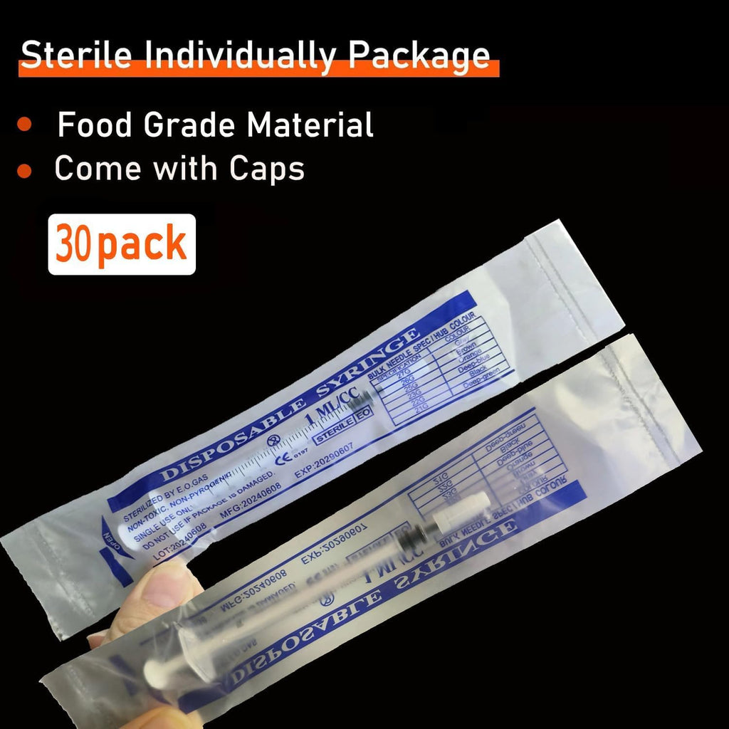 30Pcs 1ml Syringes with Cap Oral Dispenser Syringe