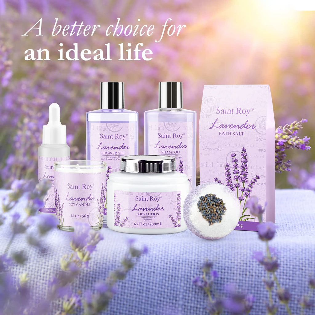 Lavender Bath and Body Gift Basket, Facial Skin Care Set, Spa Kit for Women, Self-Care Relaxation Set, Pamper Kit Self-Care Set, Birthday, Christmas, bath sets for women gift, Mother Day, Anniversary