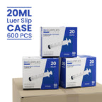 Bulk Case: BH Supplies 20mL Sterile Luer Slip Syringe - Individually Wrapped (600 Syringes, 12 Boxes of 50 Units)