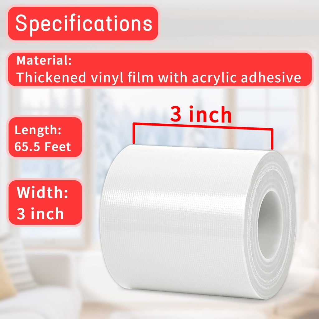 Window Sealing Tape, Window AC Insulation Tape, White 3 Inch x 65 FT