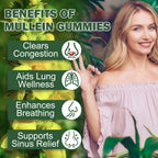 Mullein Gummies for Lungs, Mullein Extract for Smokers - Support Lung & Respiratory Health, Soothes Throat Irritation, Boost Immune - Mullein Leaf Extract for Lungs, Breathe Easier (2 Pack)