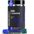 BOSCENT HMB and L-Leucine Gummies – 3000mg Muscle Support for Strength & Recovery | HMB Supplements for Men | Lean Muscle Growth Supplement | Vegan, Sugar Free | Blue Raspberry Flavor | 30 Servings