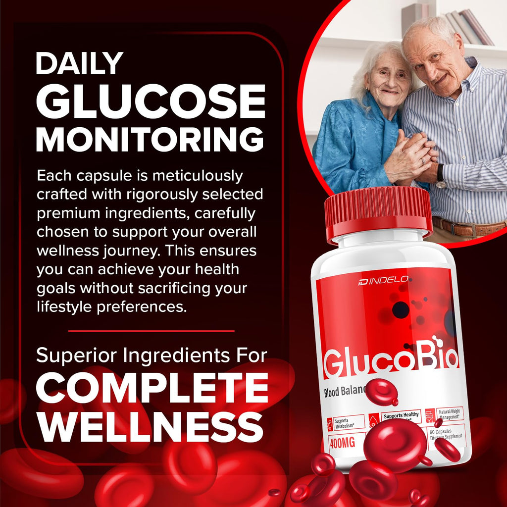 Gluco Bio Healthy Vitamin Capsules, GlucoBio Advanced Supplement, All Natural Formula to Maintain Healthy Levels, Maximum Strength Daily Formula, Gluco Bio Pills Reviews (2 Pack - 120 Capsules)