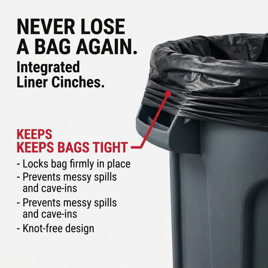 Kleen Commercial Brute Heavy-Duty Round Trash Can, 44-Gallon, Gray, Utility Garbage Container, Landscapers/Construction Sites/Restaurants/Offices/Warehouses Made in USA