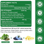 Nature's live Oil of Oregano with Black Seed Oil, 2 in 1 Oregano Supplement for Immune Health, Retains High Concentrated Carvacrol & Thymoquinone, Non-GMO, 60 Softgels, 1 Pack