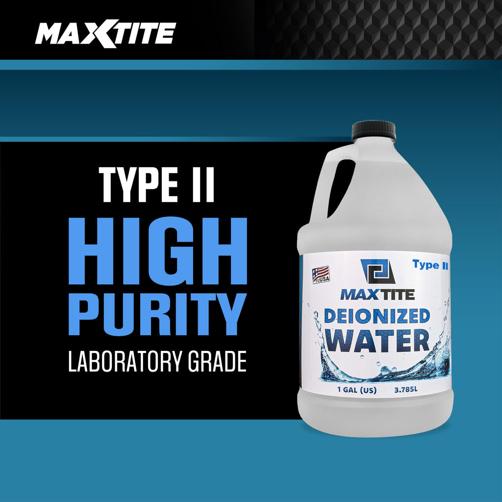 MAXTITE Type II Deionized Water - ASTM/ACS Certified Laboratory Grade (1 Gallon)