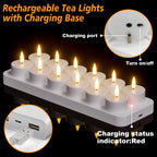 GenSwin Rechargeable Tea Lights Candles Remote Timer Charging Base White