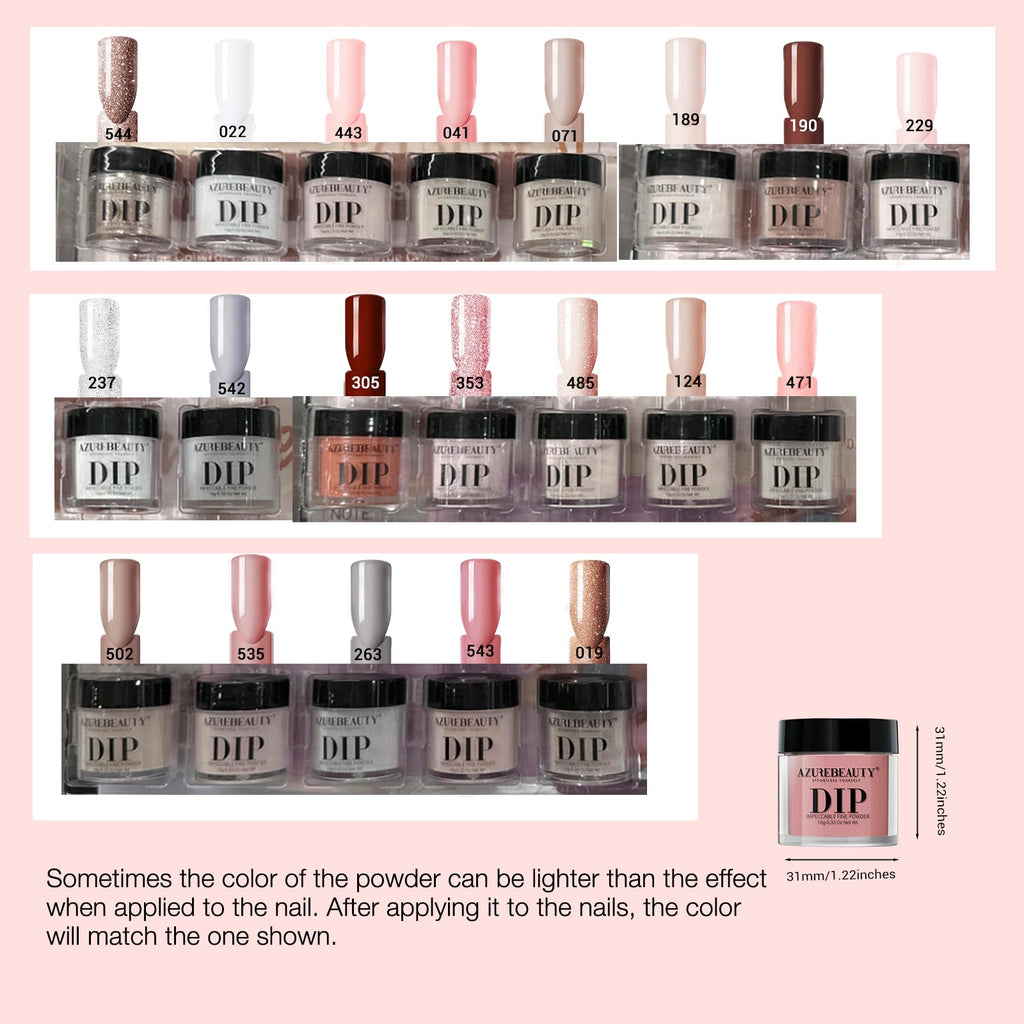 AzureBeauty 31 Pcs Dip Powder Nail Kit 20 Colors Nude Pink Glitter White