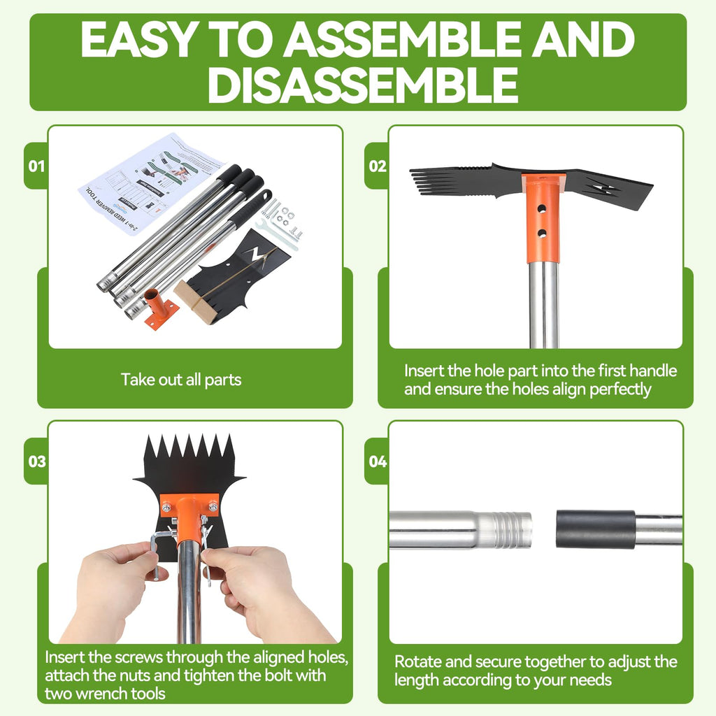 GlimHirvox Weed Puller Tool, 60" Stand Up 2-in-1 Weed Rake & Garden Hoe