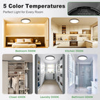 zemty 4Pack LED Flush Mount Ceiling Light, 9Inch 18W Dimmable Ceiling Lights Fixture, 5 Color Temperatures (3000K-6500K) Black Round Ceiling Lamp for Bedroom, Kitchen, Hallway,Bathroom