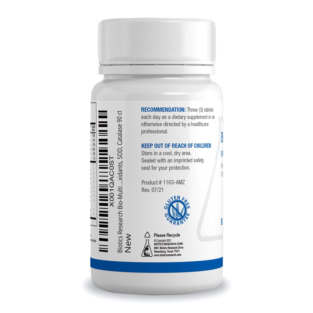 Biotics Research Bio-Multi Plus Iron & Copper Free Multivitamin, Chelated Minerals, Emulsified Fat Soluble Vitamins, Iron Free, Copper Free, High antioxidants, SOD, Catalase, 90 Tabs