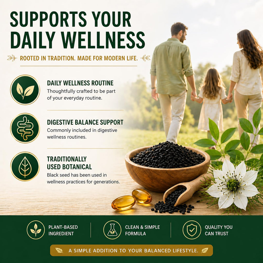Ethiopian Black Seed Oil Capsules, with 5% Thymoquinone & Carvacrol, Digestive Balance & Daily Wellness, Non-GMO, Gluten-Free, 60 Count Softgels
