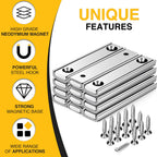 Strong Neodymium Rectangular Pot Magnets with Counter Bore, 70LBS(25 KG) Pulling Force Countersunk Hole Magnets with Mounting Screws - 60x13.5x5mm, Pack of 12