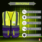 A-SAFETY Yellow purple High Visibility Vest Customize Logo (Yellow&Purple M)