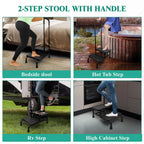 Gyykzz 2 Step Stool with Handle and Non-Slid Platform, Medical Step Stool with Adjustable Handrail for Adults, Seniors and Handicap, Heavy Duty Multifunctional Stepping Ladder Holds up to 400LBS