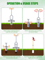 Lichtund Golf Hole Cutter 2-in-1, Detachable Stainless Steel Hole Digger, USGA Standard 4 & 6Inch, Portable Tool for Backyard, Lawn, Garden, Outdoor Golf Putting Green Practice