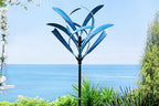 LimeHill Wind Spinner for Yard and Garden - Large Metal Kinetic Wind Sculptures for Outdoor Decorations (Blue Magnolia)