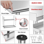 Atelicf All-Stainless Steel Prep Table, 30 X 36 Inch, with Rounded-Corner Backsplash and Adjustable Undershelf, Heavy-Duty for BBQ,Restaurants,Hotels,Workshops,Kitchens,Gardens, and Garages