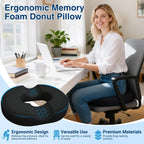 CushZone Donut Pillow for Postpartum Pregnancy - Large Ergonomic Chair Seat Cushions, Office Chair Cushion, Breathable Hemorrhoid Pillow, Lifting Chair Pads for Dining, Sitting, After Surgery(Black)