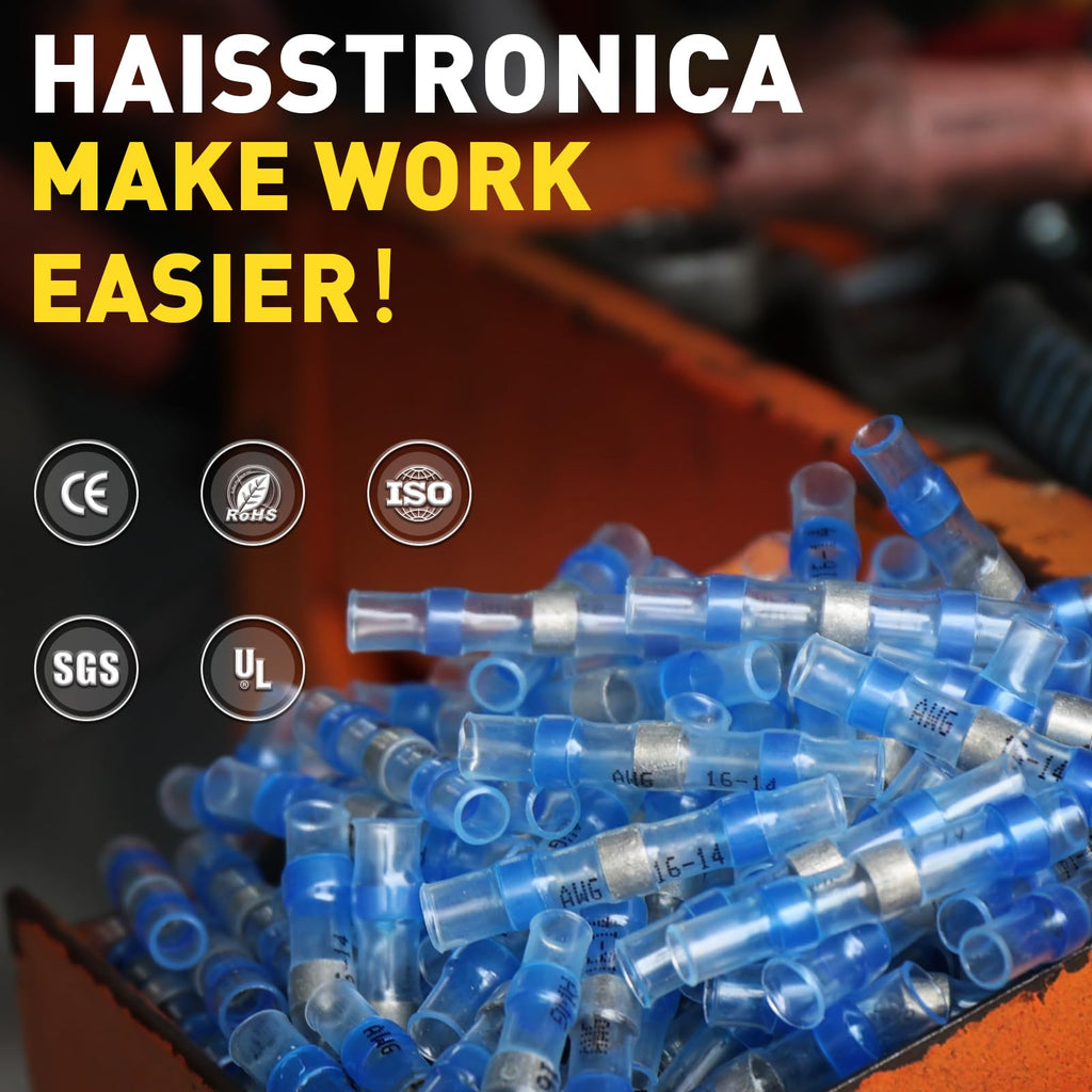 haisstronica 180PCS Solder Seal Wire Connectors-Waterproof Solder Wire Connectors kit-Heat Shrink Butt Connectors for Marine,Watercraft,Electrical,Electronics,Aircraft,Boat,Truck,Stereo,Joint